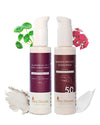 Mea Bloom Skin Armour Duo: Cleanse + Protect (Balancing All-in-1 Mask Scrub & Wash + Barrier Protect Sunscreen SPF50 PA+++) Pack of 2 (100 ml each)
