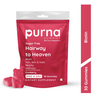 Purna Gummies Sugar Free Hairway to Heaven Biotin Cranberry Gummies for Hair Skin & Nails 30 Gummies