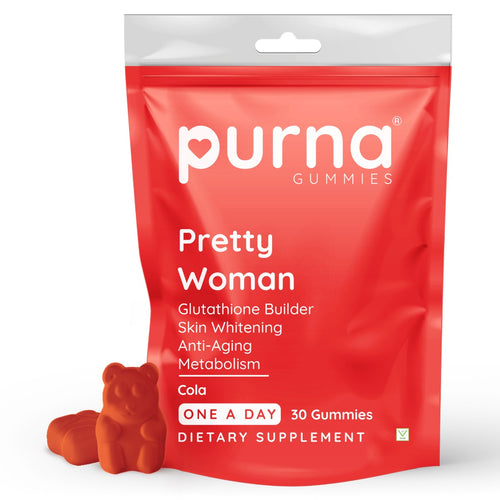 Purna Gummies Pretty Woman Glutathione Cola Flavor 30 Gummies for Skin Brightening & Anti Aging Beauty Supplement