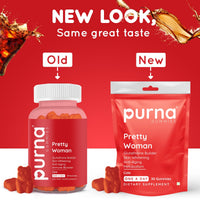 Purna Gummies Pretty Woman Glutathione Cola Flavor 30 Gummies for Skin Brightening & Anti Aging Beauty Supplement