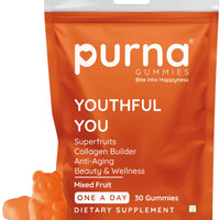 Purna Gummies Youthful You Collagen Builder Superfruit 30 Gummies Mixed Fruit Flavor â€“ Anti Aging Beauty & Wellness Supplement