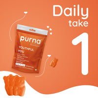 Purna Gummies Youthful You Collagen Builder Superfruit 30 Gummies Mixed Fruit Flavor â€“ Anti Aging Beauty & Wellness Supplement