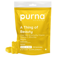 Purna Vitamin C Lemon Flavor 30 Gummies for Skin and Immunity Booster with Vitamin C D3 Zinc Supplement