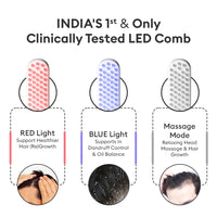 Protouch Complete Hair Growth Combo | LED Therapy Comb With Vibration Massage & Biotin Collagen Serum | Helps To Reduces Hair Fall, Strengthens Hair, Enhances Quality, & Promotes Relaxation