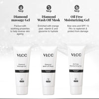 VLCC Diamond Facial Kit Skin Purifying With Parlour Glow With Colloidal Diamond, Jojoba Oil, Olive Oil & Aloe Ver 60 gm