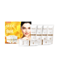 VLCC Gold Facial Kit For Bright & Glowing Skin Parlour Glow With 24K Gold Bhasma, Rose Extracts, Turmeric & Aloe Vera 60 gm