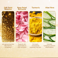 VLCC Gold Facial Kit For Bright & Glowing Skin Parlour Glow With 24K Gold Bhasma, Rose Extracts, Turmeric & Aloe Vera 60 gm