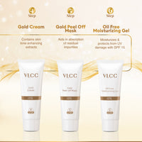 VLCC Gold Facial Kit For Bright & Glowing Skin Parlour Glow With 24K Gold Bhasma, Rose Extracts, Turmeric & Aloe Vera 60 gm