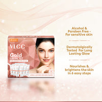 VLCC Gold Facial Kit For Sensitive Skin For Sensitive Skin Alcohol & Paraben Free With 24K Gold, Hyaluronic Acid & Vitamin C