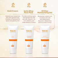 VLCC Gold Facial Kit For Sensitive Skin For Sensitive Skin Alcohol & Paraben Free With 24K Gold, Hyaluronic Acid & Vitamin C