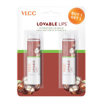 VLCC Lovable Lips Hydrating Lip Balm with Shea Butter & Vitamin E - Buy One Get One 9 gm