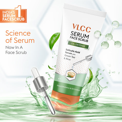VLCC Oil Defense Scrub with Salicylic Acid Serum - Green Tea & Rice 150 gm