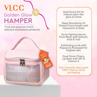 VLCC Golden Glow Gift Hamper | 7 Skincare Essentials with Cosmetic Bag