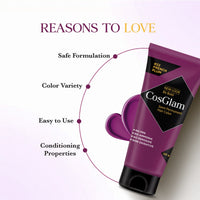 Cosglam Semi Permanent Hair Color for Women & Men, (120g, #22 French Plum) Enriched with Conditioner, Glossy Finish, No Ammonia, No Peroxide & Non Oxidative