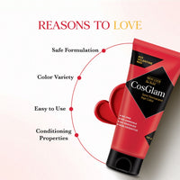 Cosglam Semi Permanent Hair Color for Women & Men, (120g, #23 Valentine Red) Enriched with Conditioner, Glossy Finish, No Ammonia, No Peroxide & Non Oxidative