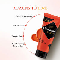 Cosglam Semi Permanent Hair Color for Women & Men, (120g, #33 Vibrant Orange) Enriched with Conditioner, Glossy Finish, No Ammonia, No Peroxide & Non Oxidative