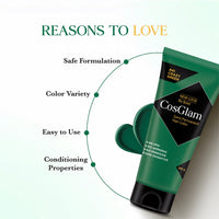 Cosglam Semi Permanent Hair Color Cream #41 Crazy Green for Men & Women, No Ammonia, No Peroxide, Non-Oxidative Formula, Glossy Finish, 120g