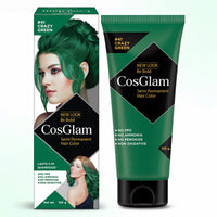 Cosglam Semi Permanent Hair Color Cream #41 Crazy Green for Men & Women, No Ammonia, No Peroxide, Non-Oxidative Formula, Glossy Finish, 120g