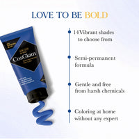 Cosglam Semi Permanent Hair Color for Women & Men, (120g, #51 Wonder Blue) Enriched with Conditioner, Glossy Finish, No Ammonia, No Peroxide & Non Oxidative