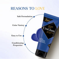 Cosglam Semi Permanent Hair Color for Women & Men, (120g, #51 Wonder Blue) Enriched with Conditioner, Glossy Finish, No Ammonia, No Peroxide & Non Oxidative
