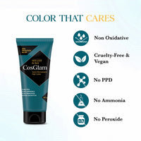 Cosglam Semi Permanent Hair Color for Women & Men, (120g, #52 Peacock Blue) Enriched with Conditioner, Glossy Finish, No Ammonia, No Peroxide & Non Oxidative