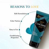 Cosglam Semi Permanent Hair Color for Women & Men, (120g, #52 Peacock Blue) Enriched with Conditioner, Glossy Finish, No Ammonia, No Peroxide & Non Oxidative