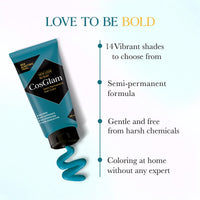 Cosglam Semi Permanent Hair Color for Women & Men, (120g, #53 Electric Teal) Enriched with Conditioner, Glossy Finish, No Ammonia, No Peroxide & Non Oxidative