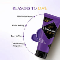Cosglam Semi Permanent Hair Color for Women & Men, (120g, #61 Purple Blue) Enriched with Conditioner, Glossy Finish, No Ammonia, No Peroxide & Non Oxidative