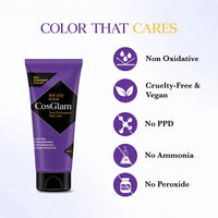 Cosglam Semi Permanent Hair Color for Women & Men, (120g, #62 Midnight Violet) Enriched with Conditioner, Glossy Finish, No Ammonia, No Peroxide & Non Oxidative