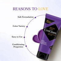 Cosglam Semi Permanent Hair Color for Women & Men, (120g, #62 Midnight Violet) Enriched with Conditioner, Glossy Finish, No Ammonia, No Peroxide & Non Oxidative