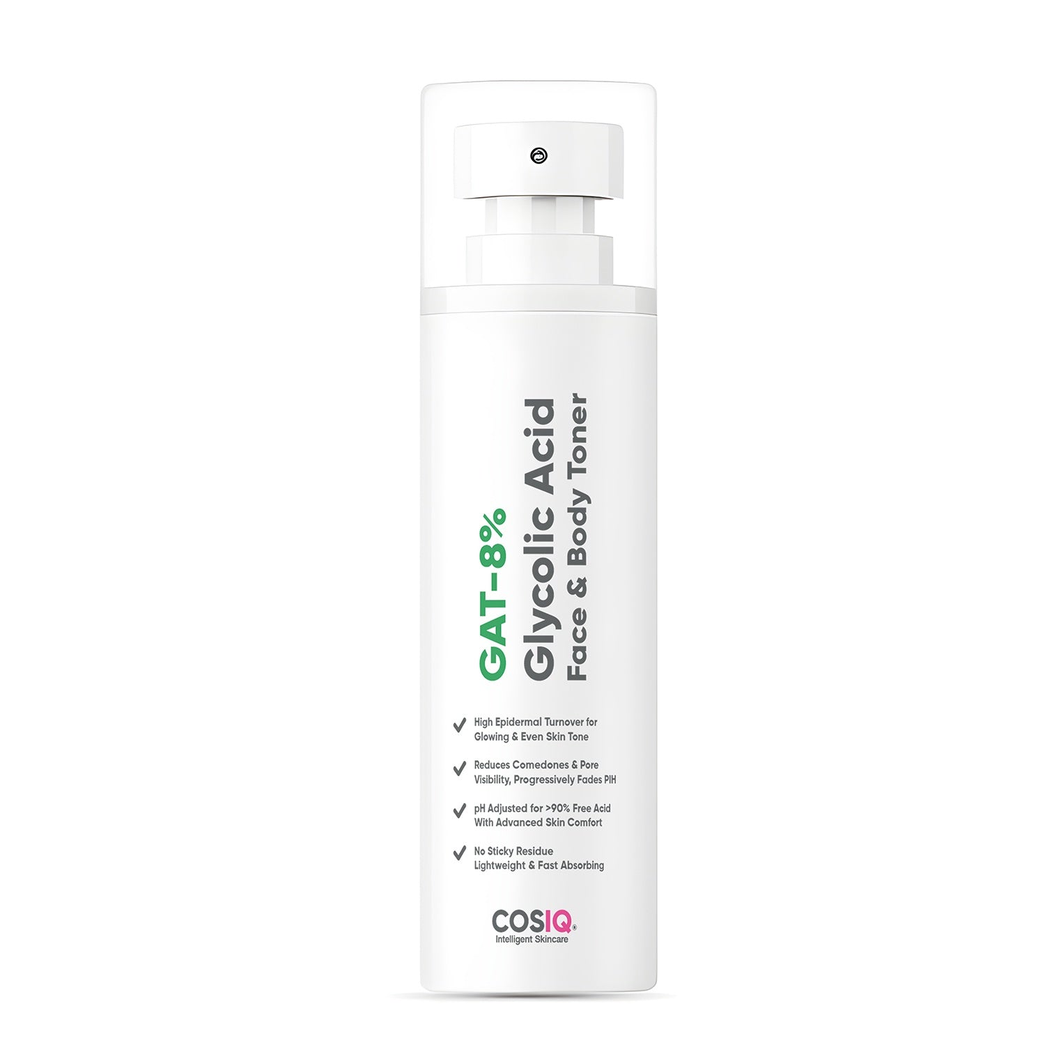 CosIQ GAT-8% Glycolic Acid Face & Body Toner With Glycerine, Cucumber Extract, For Glowing & Even Skin Tone, Women & Men - 1