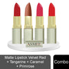 Asmee Matte Lipstick Velvet Red | Tangerine | Caramel | Primrose