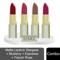 Asmee Matte Lipstick Stargazer | Mulberry | Espresso | French Rose