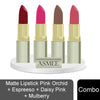 Asmee Matte Lipstick Pink Orchid | Espresso | Daisy Pink | Mulberry
