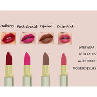 Asmee Matte Lipstick Pink Orchid | Espresso | Daisy Pink | Mulberry