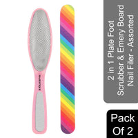 Majestique 2 In 1 Plate Foot Scrubber & Emery Board Nail Filer Assorted 1 Piece