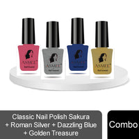 Asmee Classic Nail Polish Sakura | Roman silver | Dazzling blue | Golden treasure