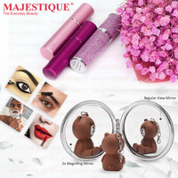 Majestique Round Leatherette Finish Compact Mirror 1 Piece