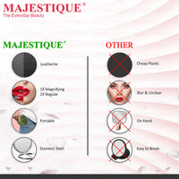 Majestique Round Leatherette Finish Compact Mirror 1 Piece