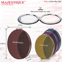 Majestique Round Leatherette Finish Compact Mirror 1 Piece