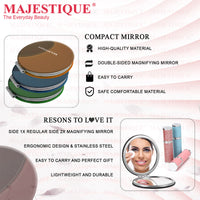 Majestique Round Leatherette Finish Compact Mirror 1 Piece
