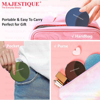 Majestique Round Leatherette Finish Compact Mirror 1 Piece