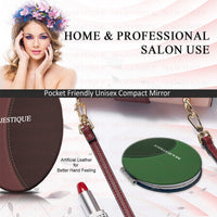 Majestique Round Leatherette Finish Compact Mirror 1 Piece