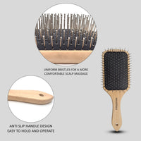 Majestique Wood Hair Paddle Brush For Adults & Baby Kids Assorted 1 Piece