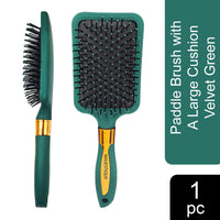Majestique Paddle Brush with A Large Cushion - Velvet Green 1 Piece