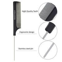 Majestique Steel Tail Comb for Hair Styling Black 1 Piece