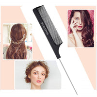 Majestique Steel Tail Comb for Hair Styling Black 1 Piece