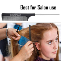 Majestique Steel Tail Comb for Hair Styling Black 1 Piece