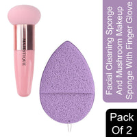 Majestique Facial Cleaning Sponge And Mushroom Makeup Sponge With Finger Glove Combo