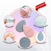 Majestique Facial Cleaning Sponge And Mushroom Makeup Sponge With Finger Glove Combo